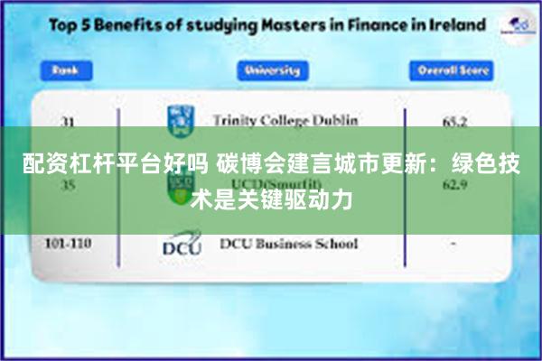 配资杠杆平台好吗 碳博会建言城市更新：绿色技术是关键驱动力