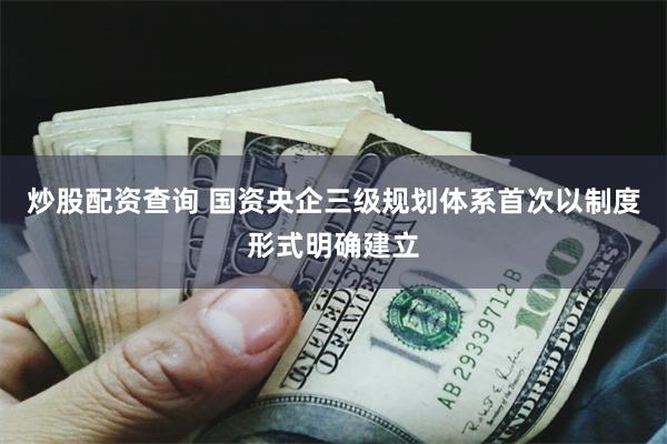 炒股配资查询 国资央企三级规划体系首次以制度形式明确建立