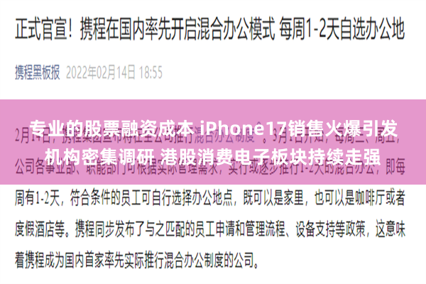专业的股票融资成本 iPhone17销售火爆引发机构密集调研 港股消费电子板块持续走强