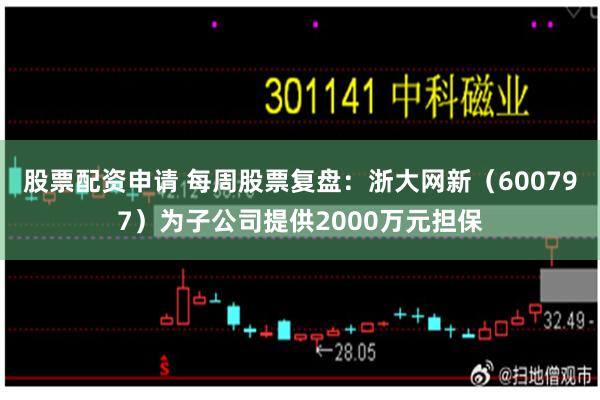 股票配资申请 每周股票复盘：浙大网新（600797）为子公司提供2000万元担保