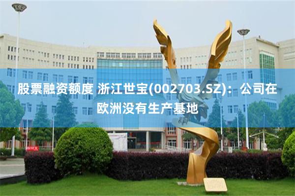 股票融资额度 浙江世宝(002703.SZ)：公司在欧洲没有生产基地