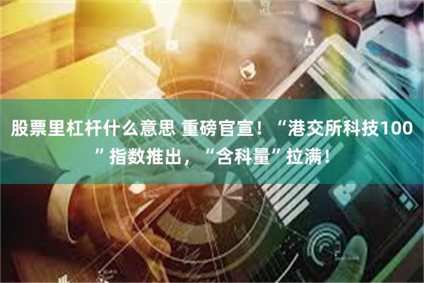 股票里杠杆什么意思 重磅官宣！“港交所科技100”指数推出，“含科量”拉满！