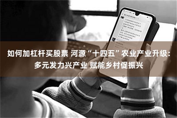 如何加杠杆买股票 河源“十四五”农业产业升级：多元发力兴产业 赋能乡村促振兴
