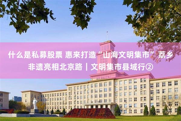 什么是私募股票 惠来打造“山海文明集市” 荔乡非遗亮相北京路｜文明集市县域行②