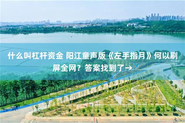 什么叫杠杆资金 阳江童声版《左手指月》何以刷屏全网？答案找到了→