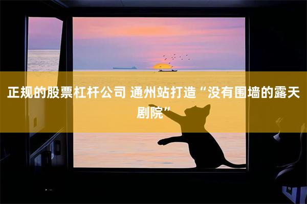 正规的股票杠杆公司 通州站打造“没有围墙的露天剧院”