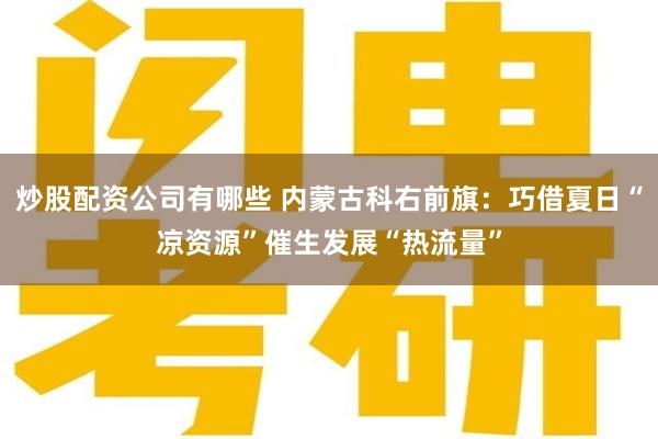 炒股配资公司有哪些 内蒙古科右前旗：巧借夏日“凉资源”催生发展“热流量”